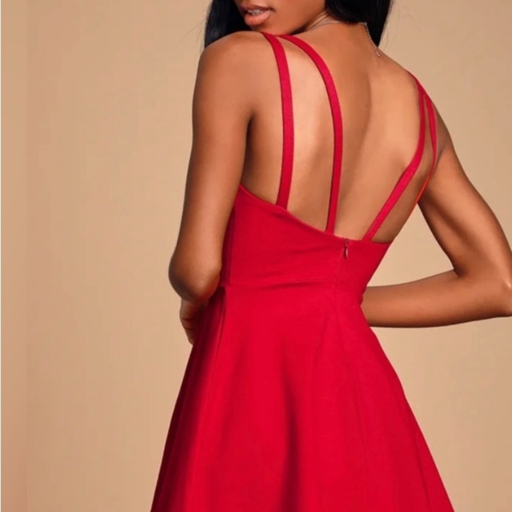 Lulus Love Galore Red Skater Dress Prom Dance Small - Picture 2 of 7